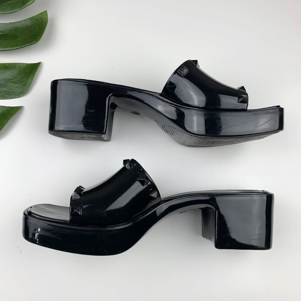 Madden Girl Paccer Sandals Chunky Black Jelly Platform Slides Women's 8.5 - Picture 7 of 11